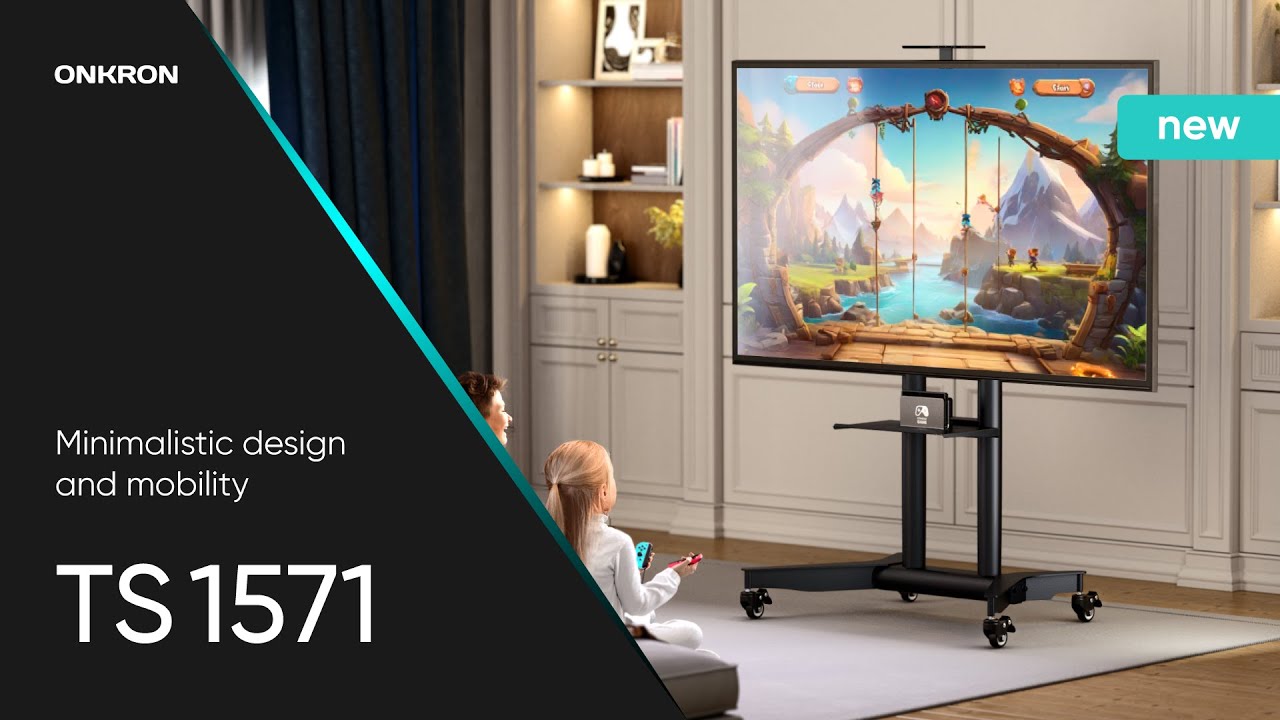 ONKRON TS1571 Rolling TV Stand 32–75″, up to 110 lbs, Black