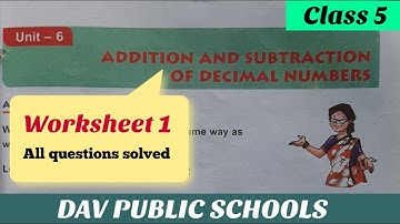 DAV maths class 5 unit 6 worksheet 1