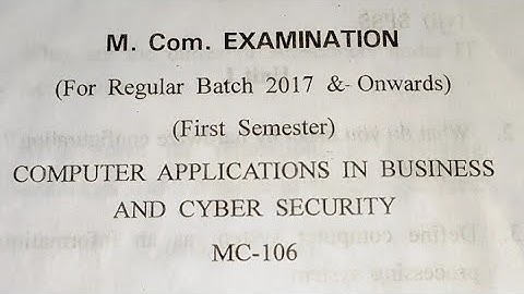 2021 | Computer Applications In Business And Cyber Security | M.Com 1st Sem | CDLU | question paper