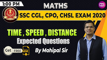 Time Speed Distance Questions | SSC CGL | CPO | CHSL 2020 | Maths by Mahipal Sir