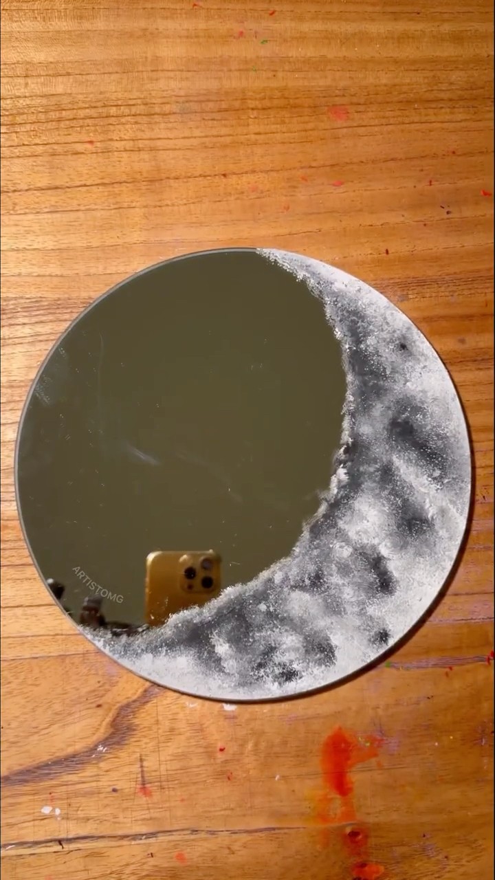 Painting The Moon in a Mirror with Acrylic Technique! ?✨? #artistomg #diy #shorts