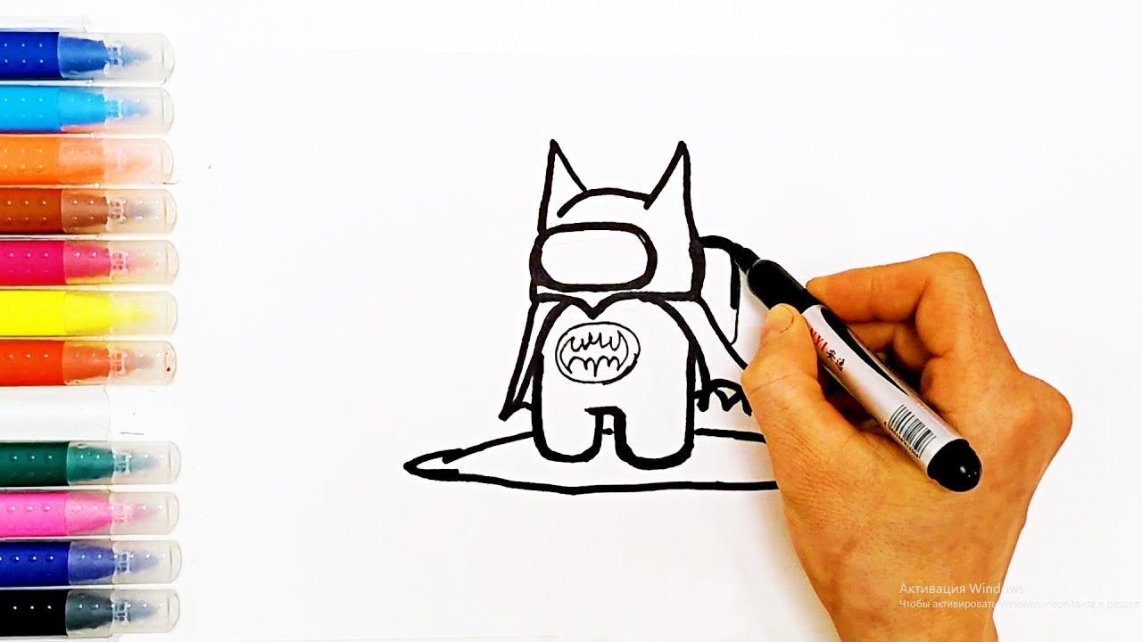 How to draw and coloring page Among us Batman collabrations: - YouTube