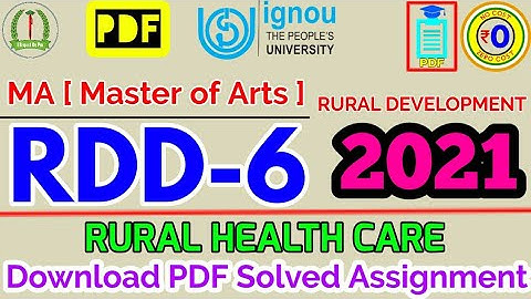 RDD 6 Solved Assignment 2020-21 IGNOU PDF Download | Rural Health Care | MARD Master of Arts 2021