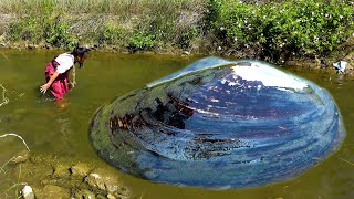 The Beautiful Woman Pulled Out Many Beautiful Pearls In Front All Shining Brightly