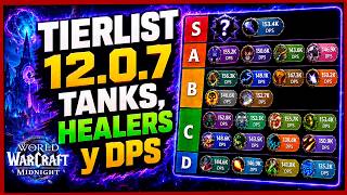 TIER LIST Míticas+ 12.0.7 WoW Midnight: Mejores Tanks, Healers y DPS para M+