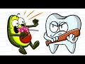 VEGETABLE SCARED TEETH || CLUMSY MOMENTS AND FAILS || VEGETABLE CARTOON