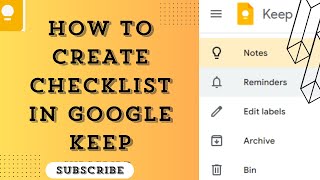 How To Create Checklist In Google Keep