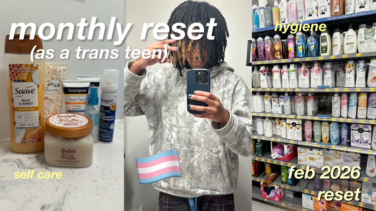 MONTHLY RESET as a trans teen | hygiene shopping, home workout, self care & more
