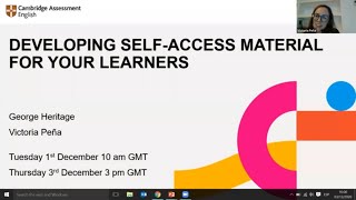 Developing selfaccess materials for hybrid classrooms | Webinar for teachers | Cambridge English