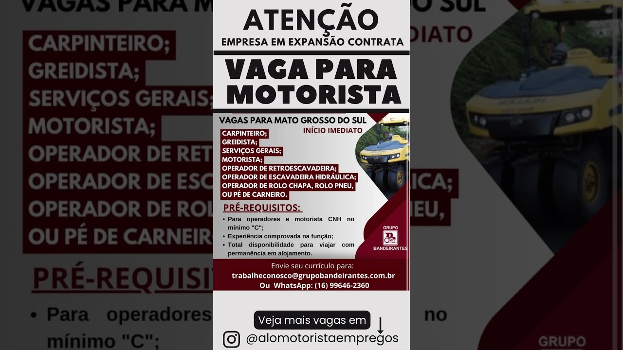 Vagas de Emprego de Motorista