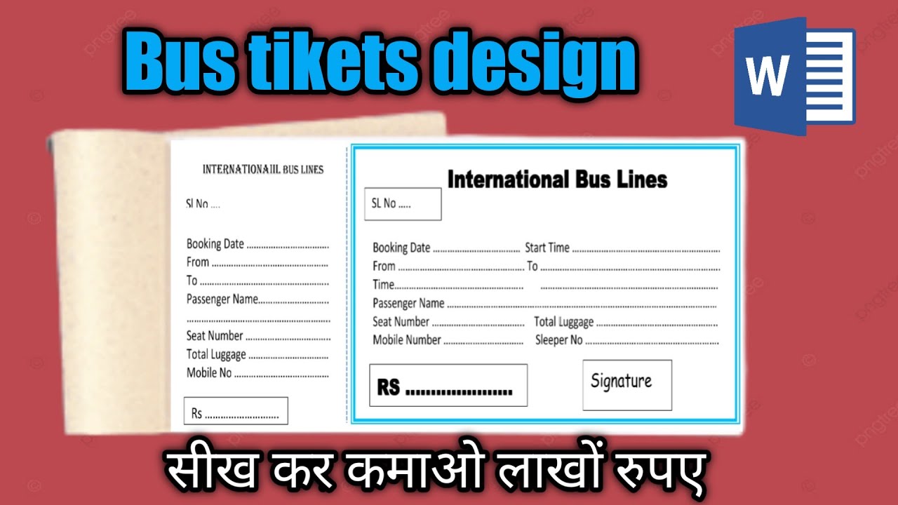 bus travel ticket format in word