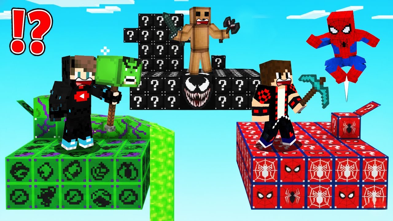 ماين كرافت : حـرب جزر الأبطال الخارقين ولكن الحظ خارق !!؟ 🔥😱