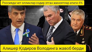 Янгиликлар:Алишер Қодиров Россия Давлат думаси спикери Вячеслав Володинга жавоб қайтарди