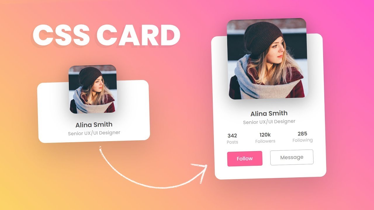 Animated Profile Card UI Design using Html & CSS || CSS Card Hover Effects