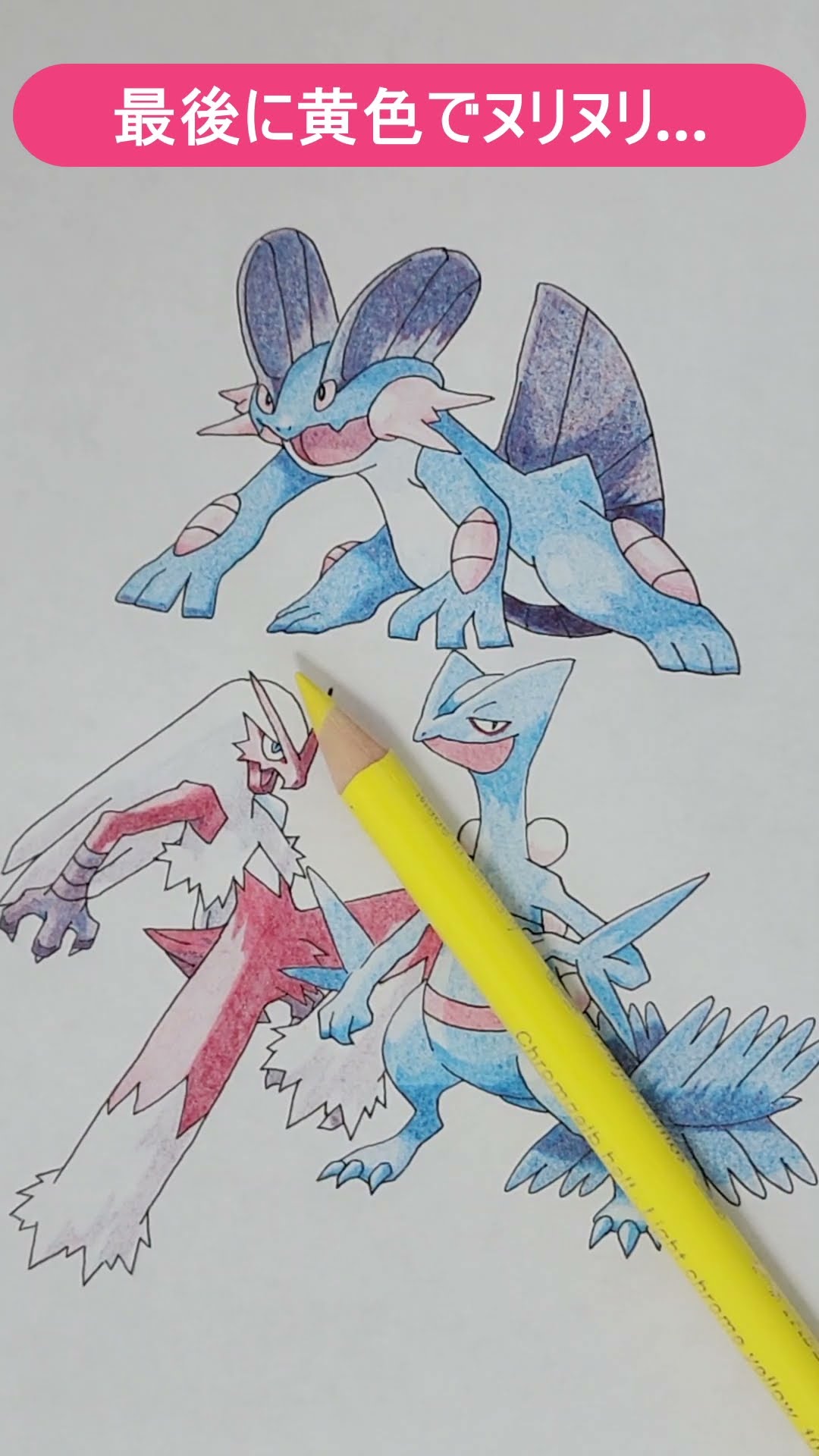 ポケモン御三家を3色チャレンジ！第3世代(最終進化) #shorts