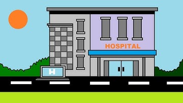MS Paint Hospital drawing on computer | How to draw an easy house | MS Paint house drawing