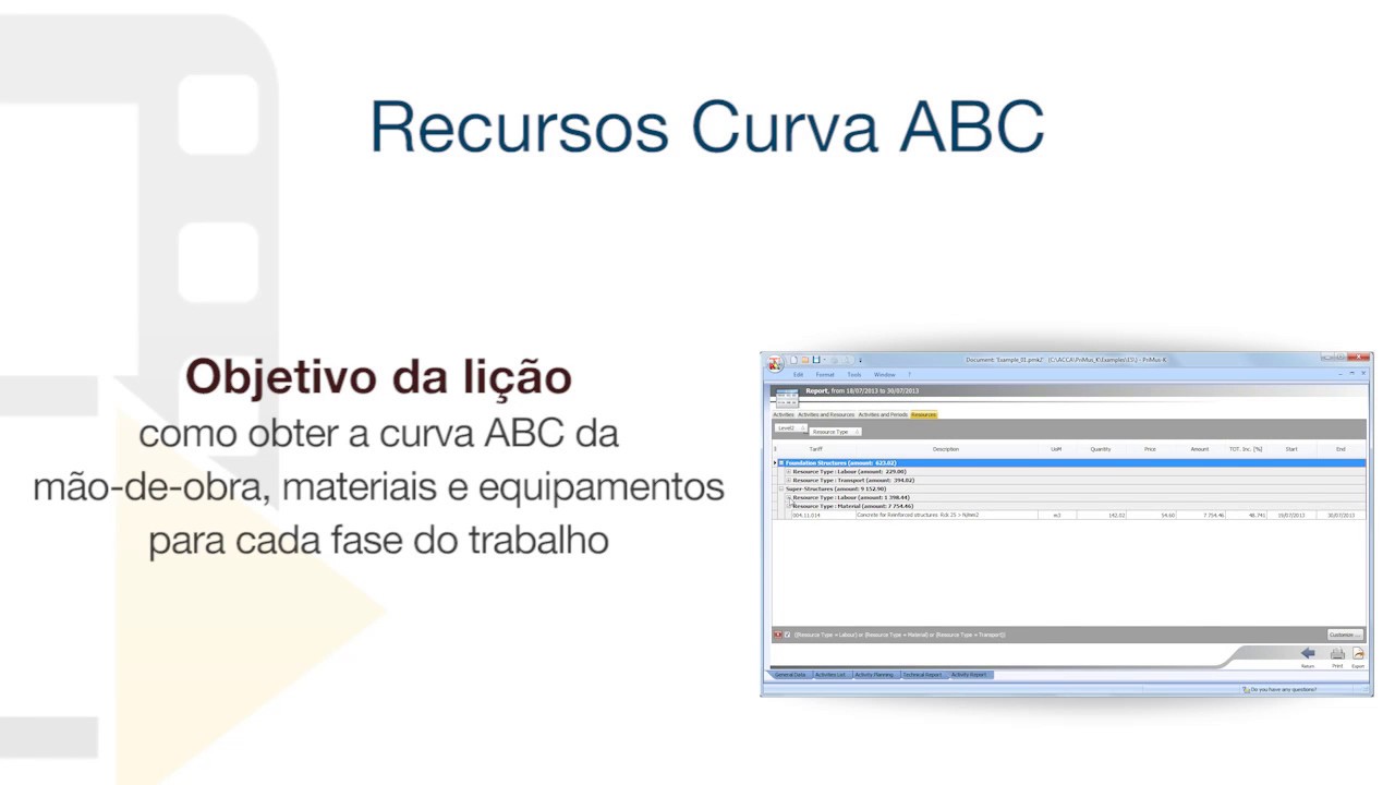 Vídeo Tutorial de PriMus KRONO - Curva ABC dos recursos - ACCA software ...