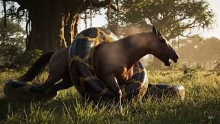 Giant Anaconda Attack All Female Rescue Team Fights To Save Horse Animal Rescue