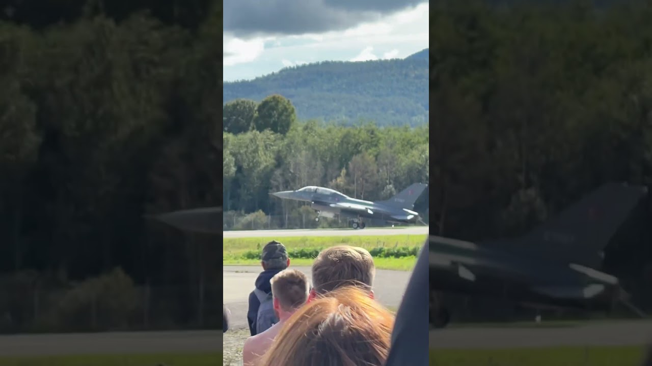 The Royal Danish Air Force F-16 landing after an impressive performance at Telemark Airshow 2025