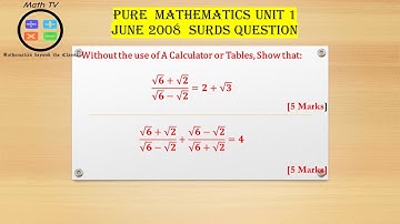 SURDS QUESTION|CAPE UNIT 1 PRACTICE|JUNE 2008 PAPER 2 SURDS QUESTION