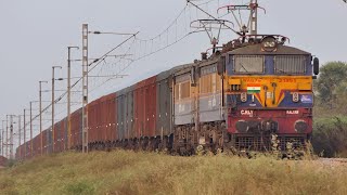 Perfect CROSSING Freight Trains | Extremely Rare :Beautiful KALYAN WAG7M (Ex WCAM3) Twins in SCR IR
