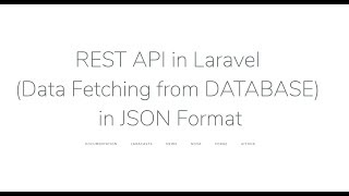 How to Create a REST API in Laravel (Fetch Data from Database )- Part 2