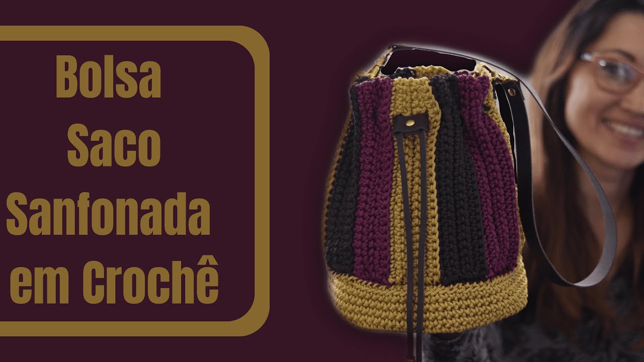 Bolsa de Saco Sanfonada em croche com fio nautico