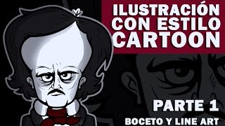 Ilustración estilo cartoon (solo mouse) Parte 1 boceto y line art