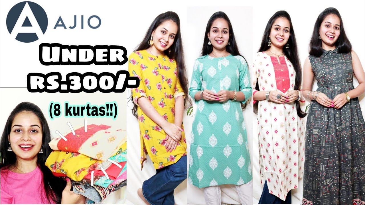 ❤️Ajio Kurti/ kurta Haul under 300❤️ Ajio summer special kurti Haul under  300|trends kurti Haul❤️ - YouTube