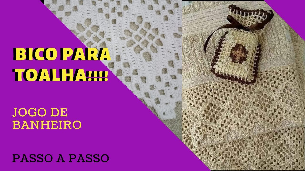 Barrado de crochê para toalha - Bico de crochê para toalha