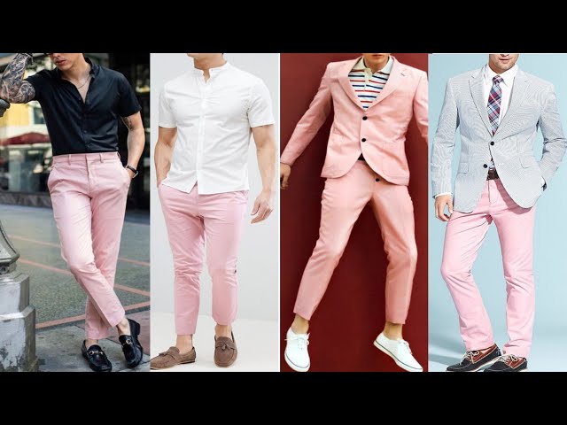 Combination of pink shirt and stone casual pants with tan belt  tan shoes  casual but well groomed wwwchataroman  Black pants men Pants outfit  men Stylish men