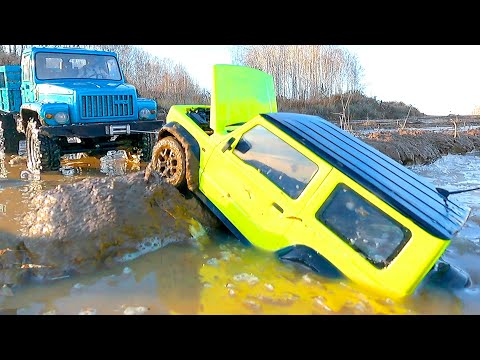 Transportation Cars - Truck Rescues Broken Car After Extreme Off-road Mud Racing