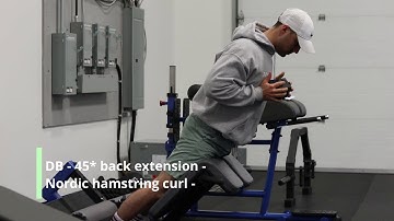 DB - 45* back extension -Nordic hamstring curl -