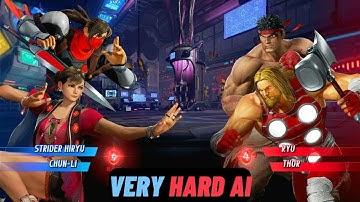 Strider Hiryu & Chun Li VS Ryu & Red Thor (Very Hard) - Marvel VS Capcom Infinite