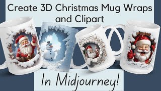 Create 3D Christmas Santa and Snowmen Mug Wraps and Clipart in Midjourney!  #midjourney