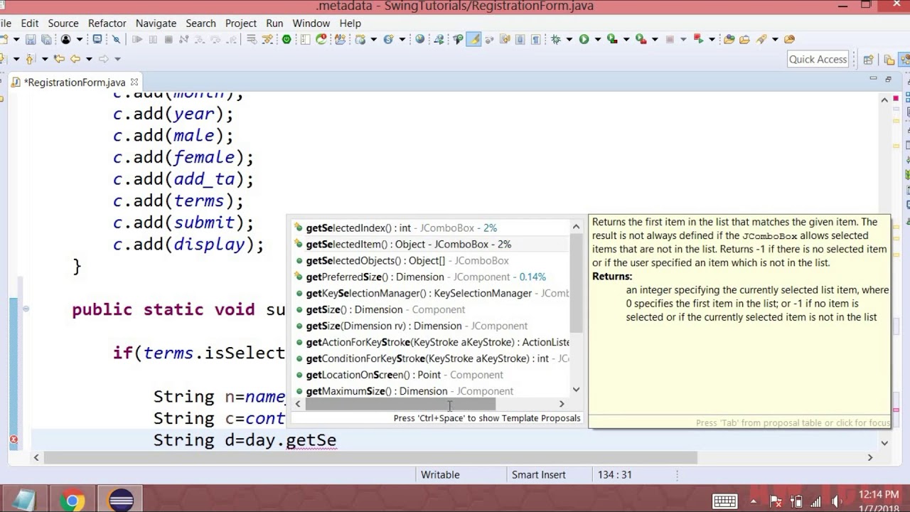 Java Swing(urdu/hindi)-28- Registration Form-03- Displaying output in ...
