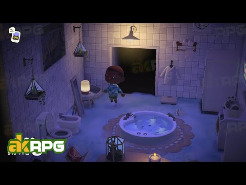 Cool White ACNH Shower Room Design - Family Spa & Versatile Bathroom Idea in Animal Crossing