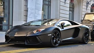 Matte black Aventador Startup and acceleration sound