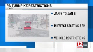 Pennsylvania DOT implements travel restrictions due to impending winter weather
