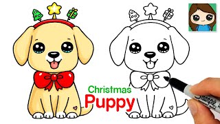 How to Draw a Puppy Dog for Christmas Easy 