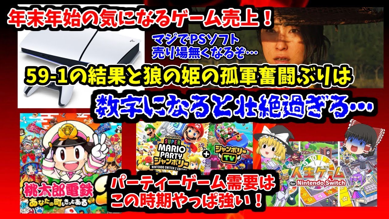 【59-1という壮絶な年末年始】気になるゲーム売上！パーティーゲーム需要はやっぱ強い！それとPS5ソフトの数字はマジで二度見じゃあ済まない…【孤高の篤】