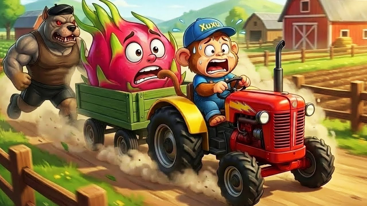 Monkey Funny | Dragon Fruit Farm to Milk Factory Fun | Monkey Cartoon