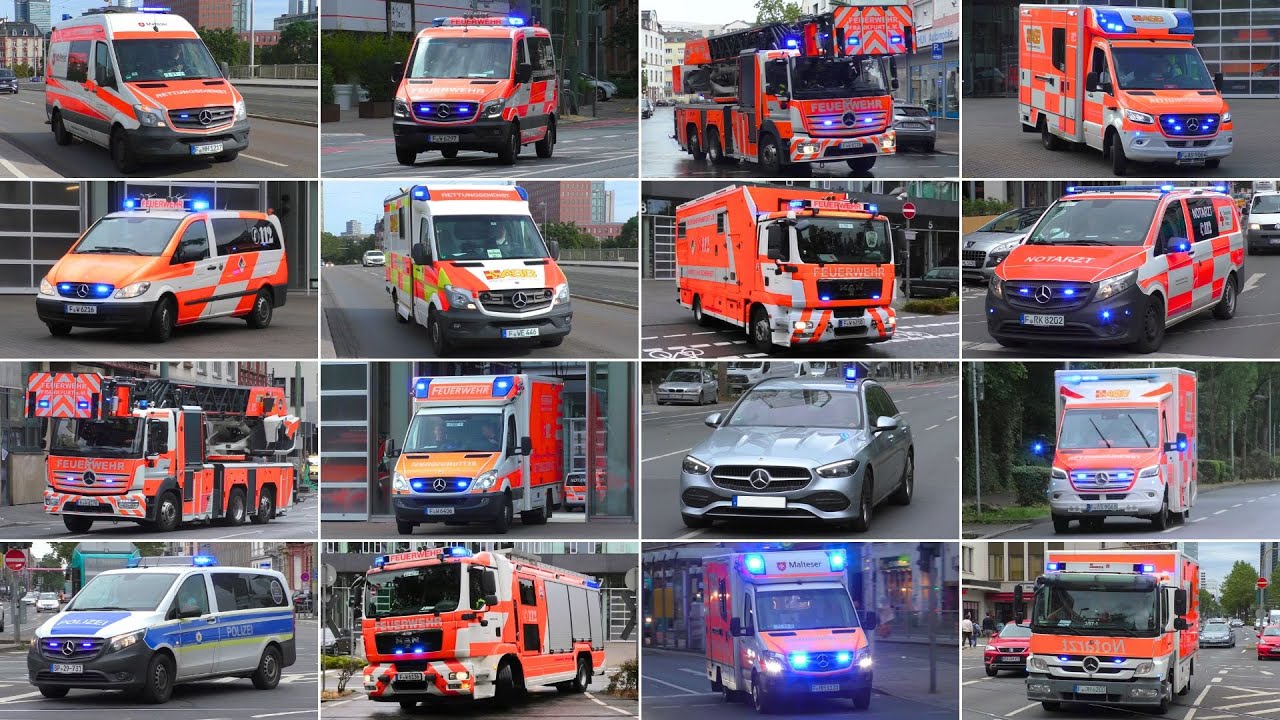 Viele einsatzfahrten von Feuerwehr, Rettungsdienst & (Zivil-)Polizei in Frankfurt am Main!