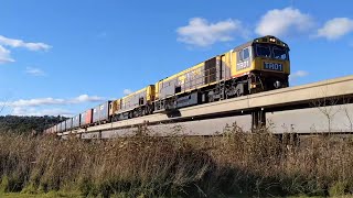 TasRail TR01 TR16 #33 Container train crossing the North Esk River Bridge