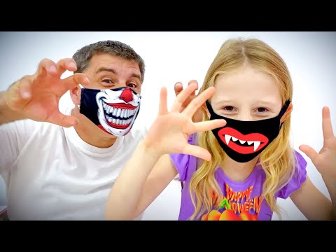 Nastya a otec idú do obchodu kúpiť hračky na Halloween