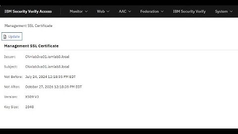 Update IBM Verify Access 10.0.8 Management Certificate
