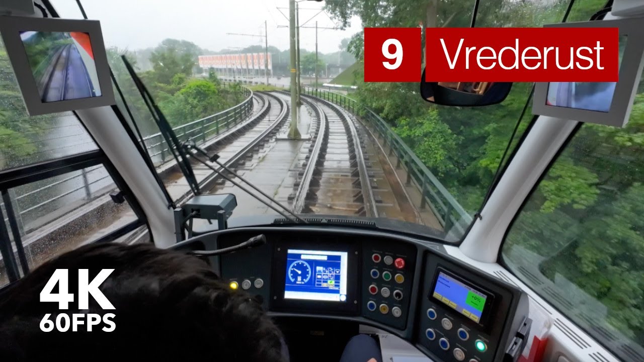 Terrible weather | 🚊 HTM Line 9 | 4K Tram Cabview | 🇳🇱 The Hague | Siemens Avenio