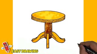 Round Table Drawings | How to Draw and Color a Round Table | Step By Step Round Table | Furniture