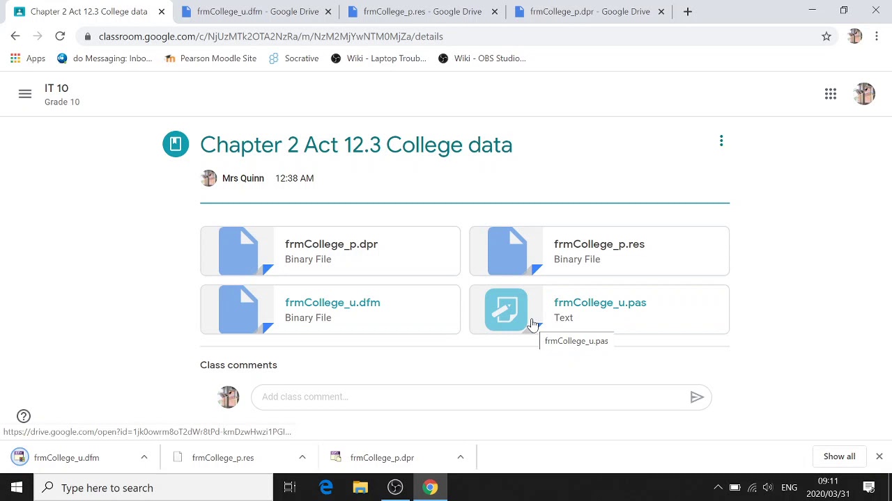 how to download Delphi data files from google classroom