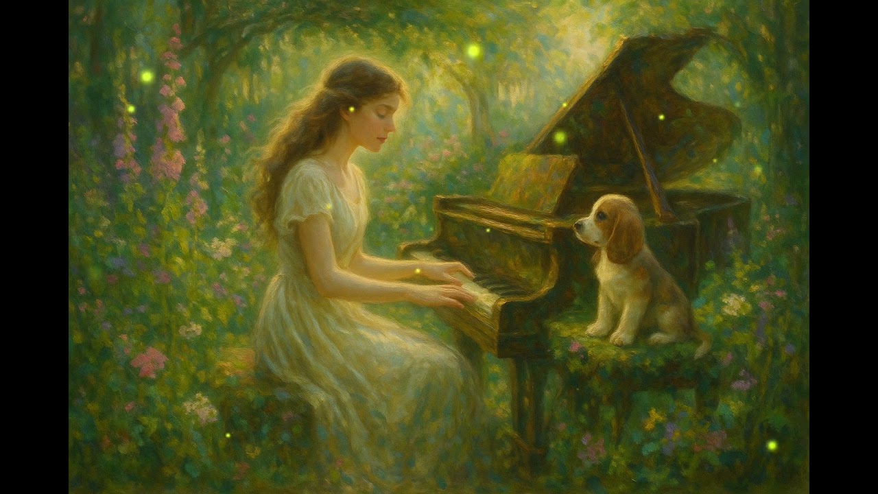Slow piano for relaxation in a peaceful garden setting